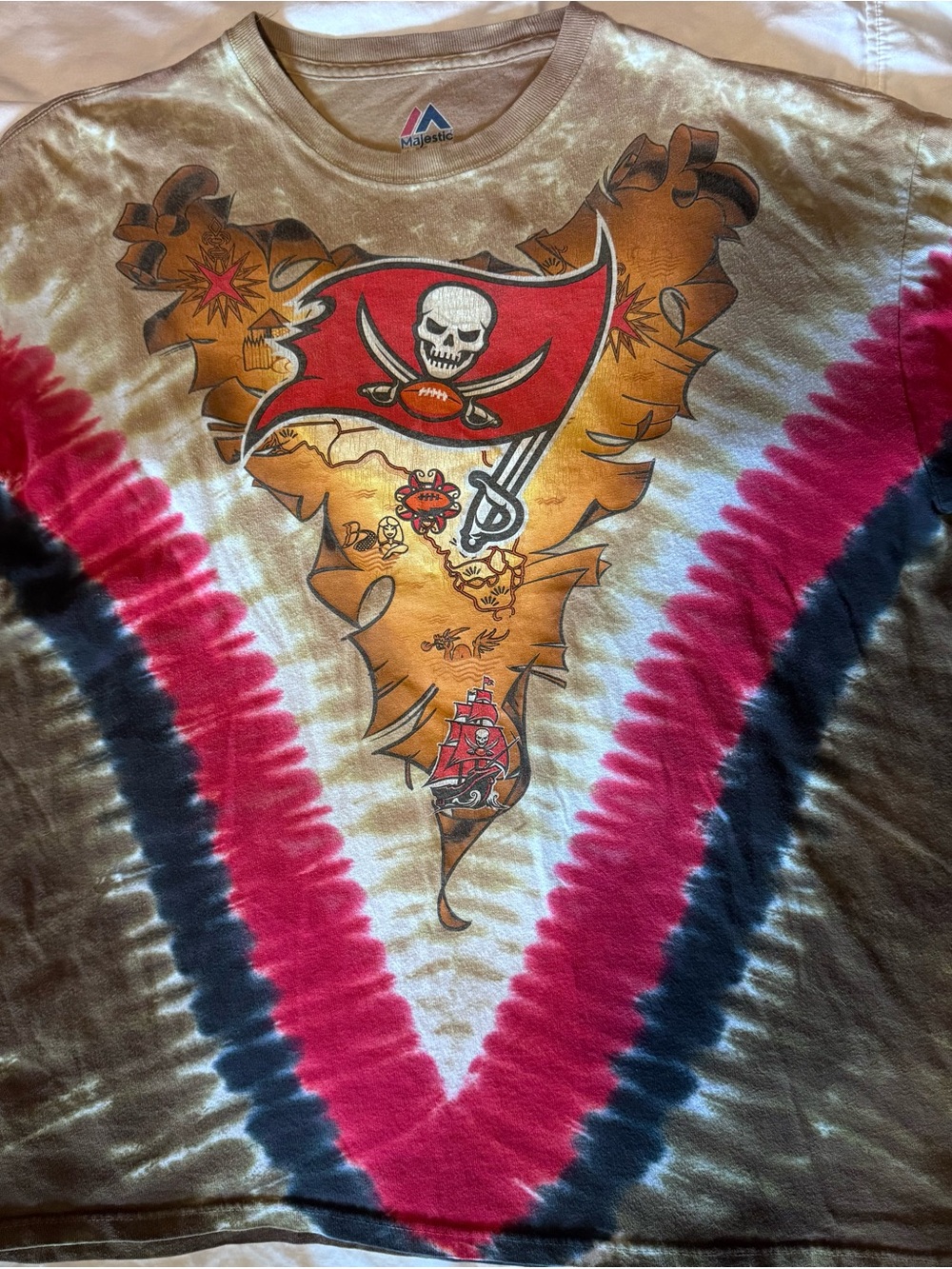 Vintage Tampa Bay Buccaneers Tie-Dye Graphic T-Shirt Mens Size XL Short Sleeve